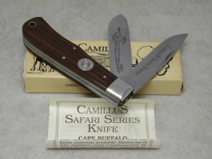Camillus NY USA CSS-1 Wood Safari Series Cape Buffalo Jumbo Trapper Knife in Box