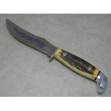 Case XX USA 3 Dot (1977) Stag 523-5 SSP Blue Scroll Fixed Blade Sheath Knife Case XX USA 3 Dot (1977) Stag 523-5 SSP Blue Scroll Fixed Blade Sheath Knife