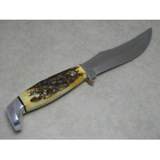 Case XX USA 3 Dot (1977) Stag 523-5 SSP Blue Scroll Fixed Blade Sheath Knife Case XX USA 3 Dot (1977) Stag 523-5 SSP Blue Scroll Fixed Blade Sheath Knife