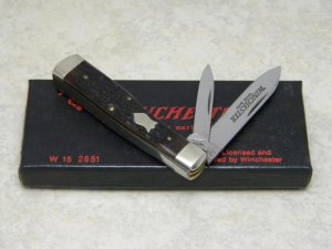 Winchester Trademark USA 1988 Bone 2851 Gunstock Knife in Box