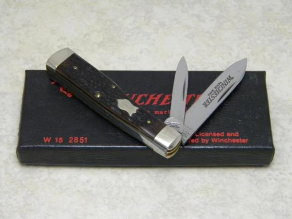 Winchester Trademark USA 1988 Bone 2851 Gunstock Knife in Box Winchester Trademark USA 1988 Bone 2851 Gunstock Knife in Box