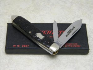 Winchester Trademark USA 1987 Bone 2857 Torpedo Jack Knife in Box
