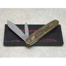 Winchester Trademark USA 1987-1 Factory Error (Stamped 1988-1) Brass 2 Blade Pen Knife in Box Winchester Trademark USA 1987-1 Factory Error (Stamped 1988-1) Brass 2 Blade Pen Knife in Box
