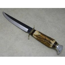 Wildcat Solingen Germany Stag B55X Fixed Blade Sheath Knife with Partial Blued Blade
