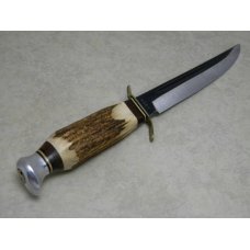 Wildcat Solingen Germany Stag B55X Fixed Blade Sheath Knife with Partial Blued Blade