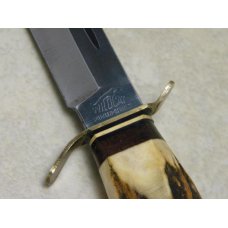 Wildcat Solingen Germany Stag B55X Fixed Blade Sheath Knife with Partial Blued Blade