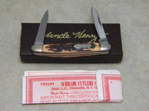 Schrade + USA 705UH Uncle Henry Staglon Chairman Pen Knife with File Blade in Box