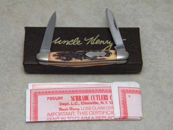 Schrade + USA 705UH Uncle Henry Staglon Chairman Pen Knife with File Blade in Box Schrade + USA 705UH Uncle Henry Staglon Chairman Pen Knife with File Blade in Box