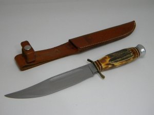 F.A. Bower Imp. Co. Solingen Germany Stag #16 Fixed Blade Sheath Knife
