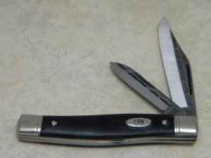 Imperial Prov. RI USA Imitation Hammer Forged Black Shell Handle Large Jack Knife
