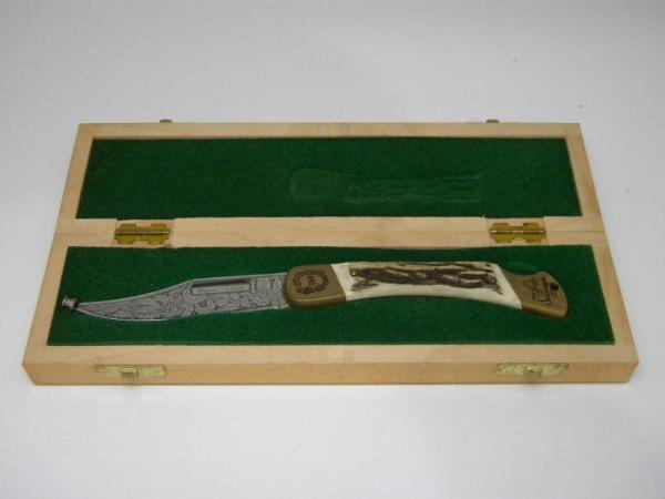 Puma Solingen Germany 1769 Anno 200th Anniversary Gold Etch Large Lockback Knife in Wood Box c.1969 Puma Solingen Germany 1769 Anno 200th Anniversary Gold Etch Large Lockback Knife in Wood Box c.1969