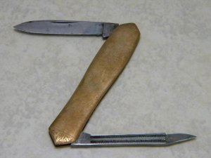 Miller Bros. Meriden Brass 2 Blade Gentleman's Dolphin Lobster Knife c.1872-1926
