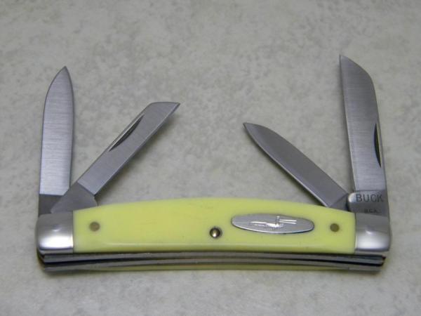 Buck USA Model 322 Yellow Congress Knife c.1995 SFO for Smoky Mountain Knife Works Made by Camillus Buck USA Model 322 Yellow Congress Knife c.1995 SFO for Smoky Mountain Knife Works Made by Camillus
