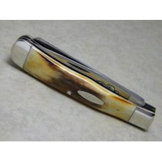 Case XX Stainless USA 3 Dot (1977) Stag 5254 SSP Blue Scroll Trapper Knife Case XX Stainless USA 3 Dot (1977) Stag 5254 SSP Blue Scroll Trapper Knife