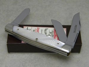 Schatt & Morgan Titusville PA USA Carved Pearl 49 Pattern Prototype Stockman Knife in Box