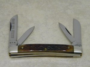 Battle Axe Brand USA (Made by Queen Cutlery) Bone 4 Blade Congress Knife