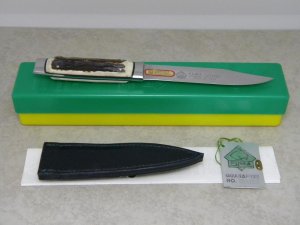 Puma Handarbeit Germany Rostrfei Best No. 3573 Stag Boot Knife & Sheath c.1982 in Box 
