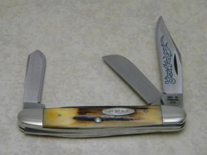 Case XX Stainless USA 3 Dot (1977) Stag 5347 HP SSP Blue Scroll Stockman Knife