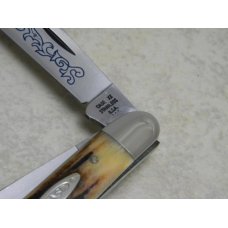 Case XX Stainless USA 3 Dot (1977) Stag 5347 HP SSP Blue Scroll Stockman Knife Case XX Stainless USA 3 Dot (1977) Stag 5347 HP SSP Blue Scroll Stockman Knife