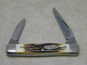 Case XX Stainless USA 3 Dot (1977) Stag 52033 SSP Blue Scroll Pen Knife