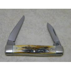 Case XX Stainless USA 3 Dot (1977) Stag 52033 SSP Blue Scroll Pen Knife Case XX Stainless USA 3 Dot (1977) Stag 52033 SSP Blue Scroll Pen Knife
