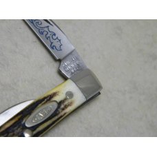 Case XX Stainless USA 3 Dot (1977) Stag 52033 SSP Blue Scroll Pen Knife Case XX Stainless USA 3 Dot (1977) Stag 52033 SSP Blue Scroll Pen Knife