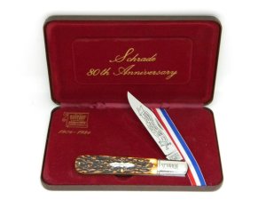Schrade + NY USA 280 Staglon 80th Anniversary 1904-1984 Daddy Barlow Knife in Box
