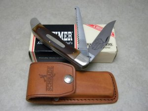 Schrade USA 225OT Old Timer Delrin Son of a Gun Saw Folding Hunter Knife & Pouch in Box