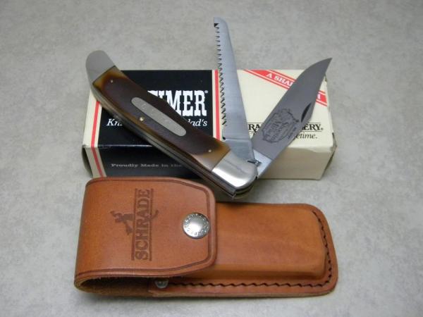 Schrade USA 225OT Old Timer Delrin Son of a Gun Saw Folding Hunter Knife & Pouch in Box