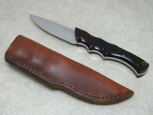 Custom Wood Handle Fixed Blade Knife with Leather Sheath by Gordon Johnson Houston Texas #677