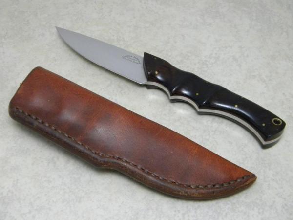 Custom Wood Handle Fixed Blade Knife with Leather Sheath by Gordon Johnson Houston Texas #677