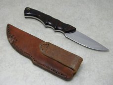 Custom Wood Handle Fixed Blade Knife with Leather Sheath by Gordon Johnson Houston Texas #677