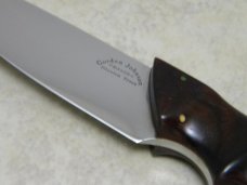 Custom Wood Handle Fixed Blade Knife with Leather Sheath by Gordon Johnson Houston Texas #677