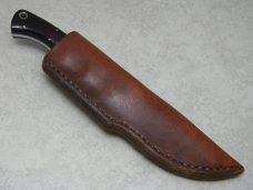 Custom Wood Handle Fixed Blade Knife with Leather Sheath by Gordon Johnson Houston Texas #677