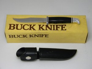 Buck 102 USA Black Woodsman Fixed Blade Sheath Knife in Box c.1994