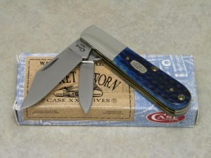 Case XX USA 1 Dot (1999) Pocket Worn Navy Blue Bone 62009 1/2 SS Barlow Knife in Box
