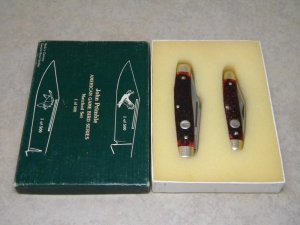 John Primble Belknap Inc. Red Bone American Game Bird Series 403B & 404B Stockman Knife Set in Box