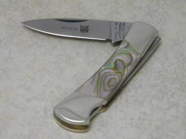 Parker Cut. Co. Surgical Steel Japan Abalone Pearl Wildcat Lockback Knife Parker Cut. Co. Surgical Steel Japan Abalone Pearl Wildcat Lockback Knife