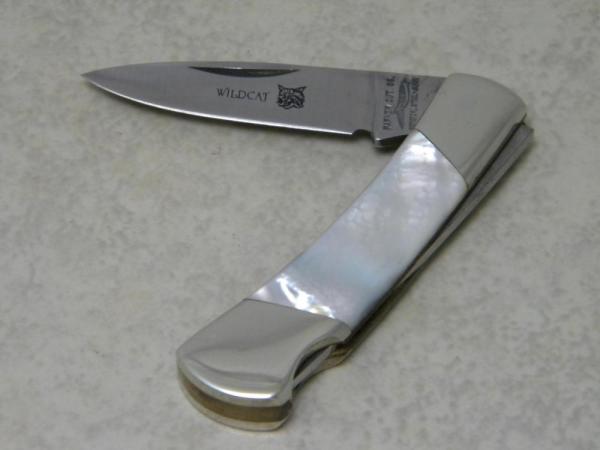 Parker Cut. Co. Surgical Steel Japan Genuine Mother of Pearl Wildcat Lockback Knife Parker Cut. Co. Surgical Steel Japan Genuine Mother of Pearl Wildcat Lockback Knife