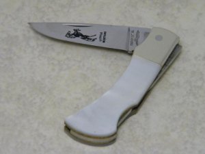 Parker Cut. Co. Surgical Steel Japan Genuine Mother of Pearl Little Mustang Lockback Knife