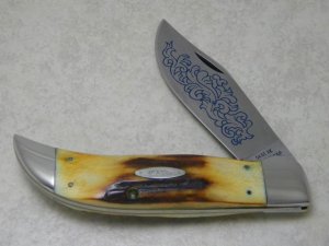 Case XX Stainless USA 3 Dot (1977) Stag 5172 SSP Blue Scroll Clasp Knife