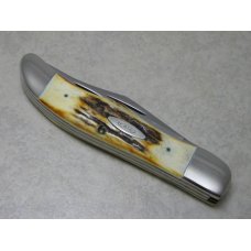 Case XX Stainless USA 3 Dot (1977) Stag 5265 SAB SSP Blue Scroll Folding Hunter Knife Case XX Stainless USA 3 Dot (1977) Stag 5265 SAB SSP Blue Scroll Folding Hunter Knife