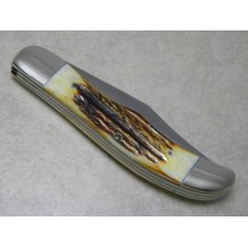 Case XX Stainless USA 3 Dot (1977) Stag 5265 SAB SSP Blue Scroll Folding Hunter Knife Case XX Stainless USA 3 Dot (1977) Stag 5265 SAB SSP Blue Scroll Folding Hunter Knife