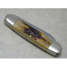 Case XX Stainless USA 3 Dot (1977) Stag 52131 SSP Blue Scroll Canoe Knife Case XX Stainless USA 3 Dot (1977) Stag 52131 SSP Blue Scroll Canoe Knife