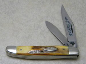 Case XX Stainless USA 3 Dot (1977) Stag 52087 SSP Blue Scroll Jack Knife