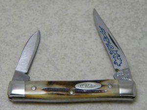 Case XX Stainless USA 3 Dot (1977) Stag 52033 SSP Blue Scroll Pen Knife