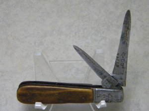 Luke Oates (Arrow-Heart-Bugle Touchmark) Stag 2 Blade Barlow Knife Pre Civil War Era Early 1800's