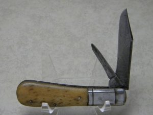 Natenberg Strauss Co. Germany Curved Frame Genuine Stag 2 Blade Barlow Knife c.1922-1924