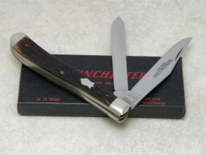 Winchester Trademark USA 1987 Bone 2904 Slimline Trapper Farmers Jack Knife in Box