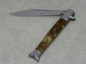 Hammer Brand USA Celluloid Wrapped Shell Handle Bowtie Knife c.1945-1955